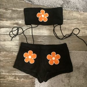 New Shein Knit Matching Set Matching outfit strapless crop top & short shorts xs